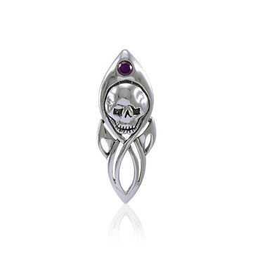 Skull Silver Pendant with Gemstone TP3074 - Jewelry